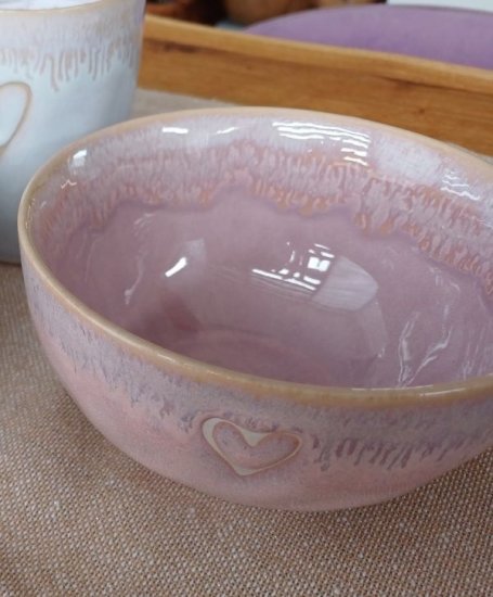 Stoneware Schale - Herz - rosa - 450ml - zum Schließen ins Bild klicken