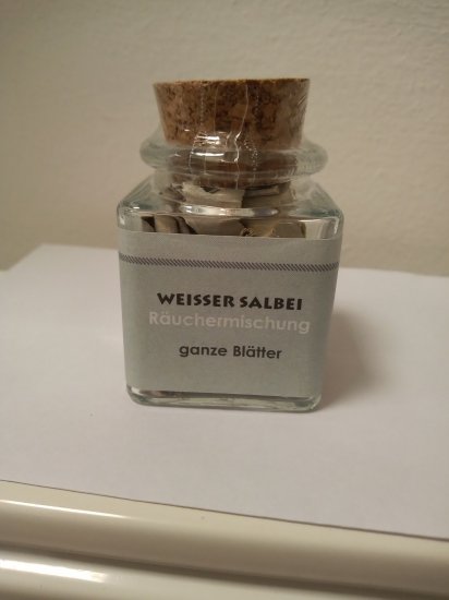 Räucherstoff Weißer Salbei, ganze Blätter, 50 ml - zum Schließen ins Bild klicken